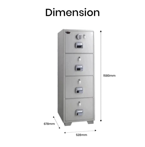 Eagle SF-680-4EKK Fire-Resistant Filing Cabinet – 4 Drawers, Digital + 4 Key Lock System