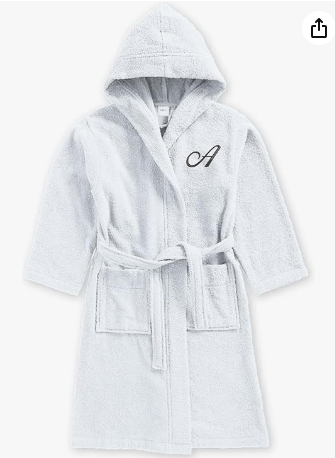INFINI HOMES Daffodil Monogrammed Kids Bathrobe - Premium Terry Cotton Hooded Robe for Children