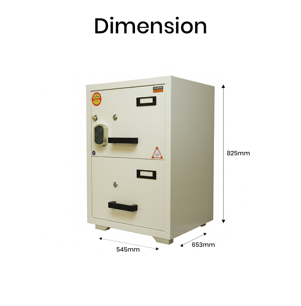 Valberg FC-2EKK Fire Resistant Filing Cabinet UAE | 2 Drawer Fireproof Safe with Digital Lock | Office Document Storage Dubai
