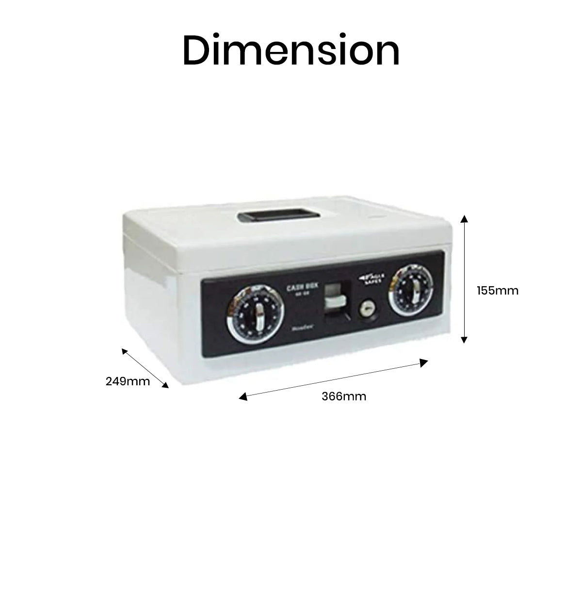 Eagle SC-300 Cash Box – White, 155 x 366 x 249 mm (H x W x D)