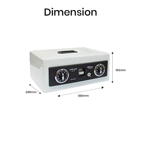 Eagle SC-300 Cash Box – White, 155 x 366 x 249 mm (H x W x D)