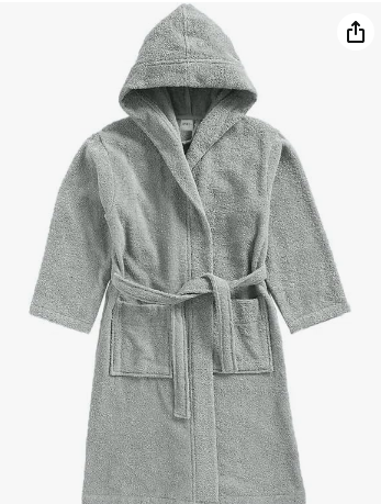 INFINI HOMES Daffodil Premium Kids Hooded Bathrobe - 100% Terry Cotton Hotel Quality (Age 6 Years, Grey)