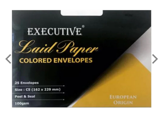 FIS Executive Laid Bond Paper Envelopes C5 Peel & Seal 100gsm 25/pack White - UAE Wide Delivery