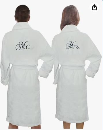 INFINI HOMES Luxury Mr & Mrs Personalized Bathrobe Set - Premium Cotton Hotel Spa Quality UAE