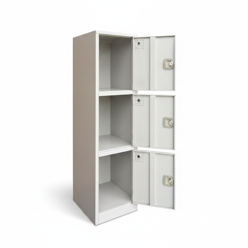 Metal 3-Tier Storage Locker | Grey Steel Cabinet | INFINI HOMES UAE