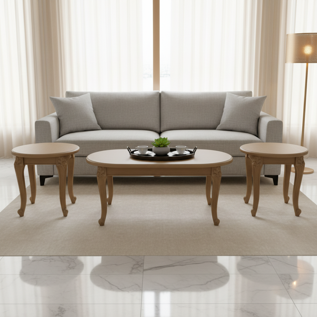 Golden Coffee Table Set (1+2) | IH 6006 | Premium Living Room Furniture UAE