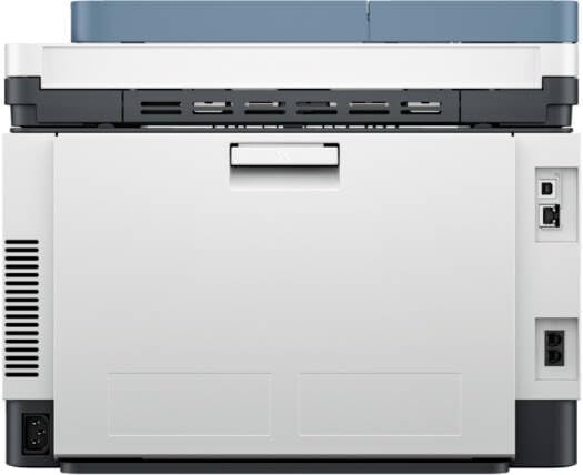 HP Color LaserJet Pro MFP 3303fdn rear panel showing USB and Ethernet connectivity ports – office printer Abu Dhabi Sharjah UAE