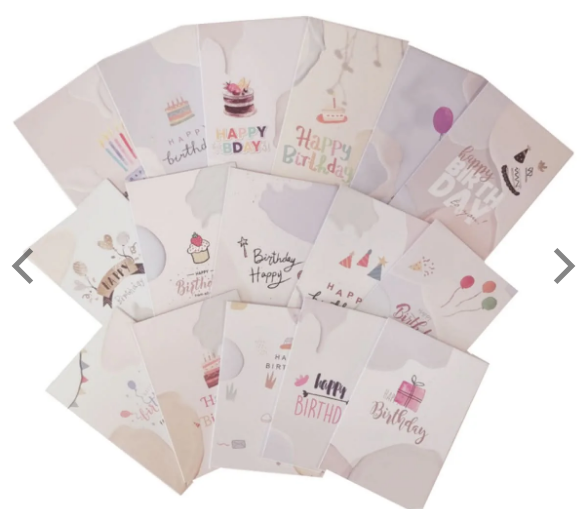 Mini Happy Birthday Card with Envelope, Assorted Designs, per piece