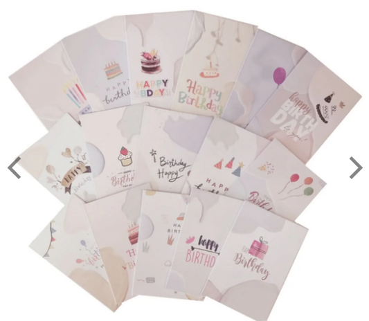 Mini Happy Birthday Card with Envelope, Assorted Designs, per piece