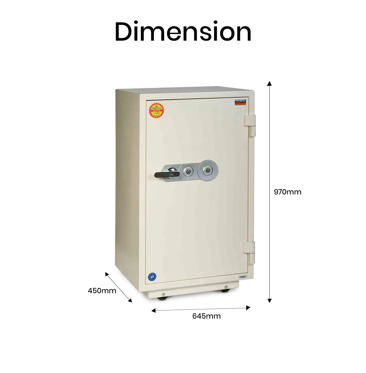 Valberg FRS-93 KL Fire-Resistant Safe – White, Dual Key Lock System