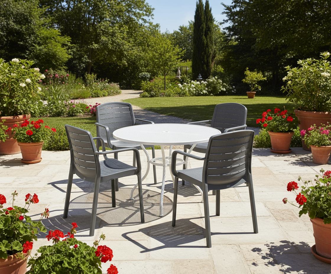 Premium Cedargrain outdoor armchairs set of 4 around patio table UAE Dubai Abu Dhabi Sharjah delivery