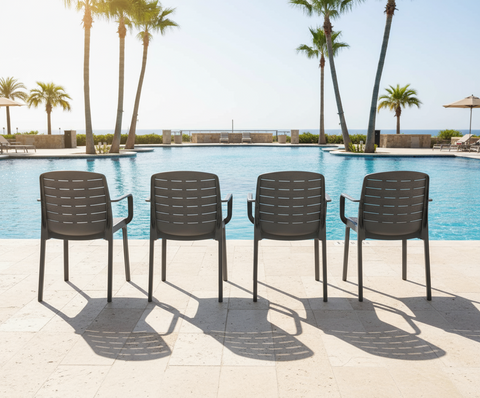 Premium outdoor armchairs by pool luxury furniture UAE Dubai Abu Dhabi Sharjah delivery