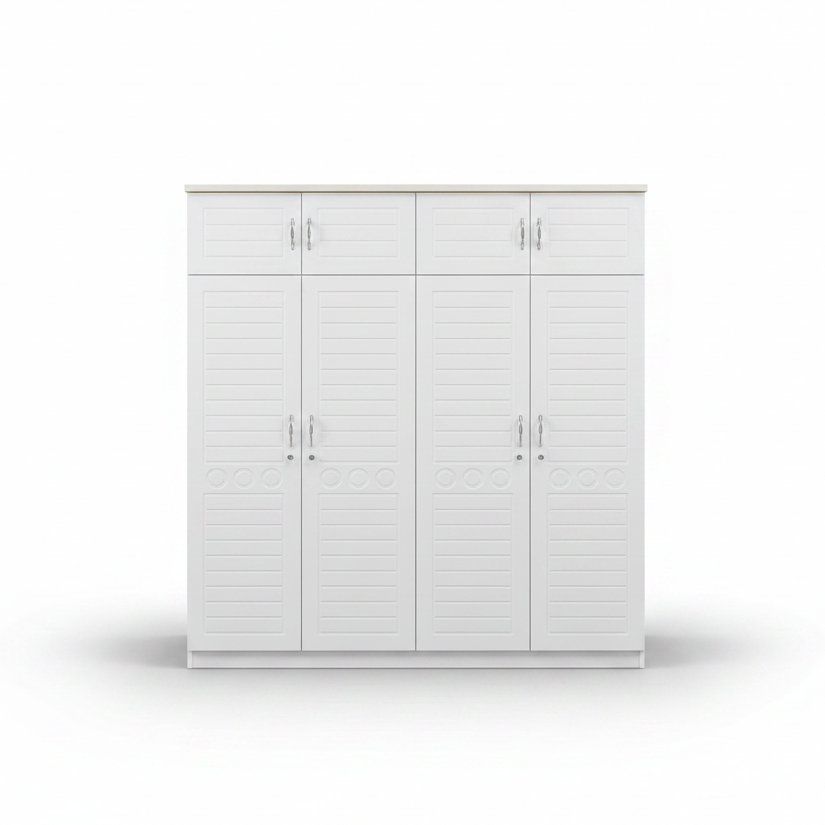 4-Door White Wooden Wardrobe Studio Shot – IH 7704 Wardrobe Dubai UAE