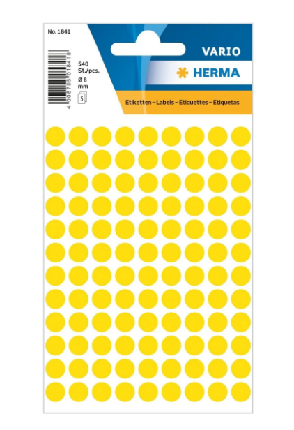 Herma Vario Color Dot Stickers 8mm Yellow - UAE Office Supplies | Dubai Abu Dhabi Sharjah