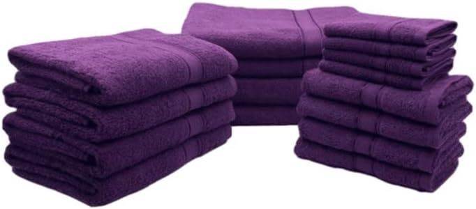 INFINI HOMES Daffodil Purple 100% Cotton Premium Bath Linen Set - 16 Piece Family Towel Collection
