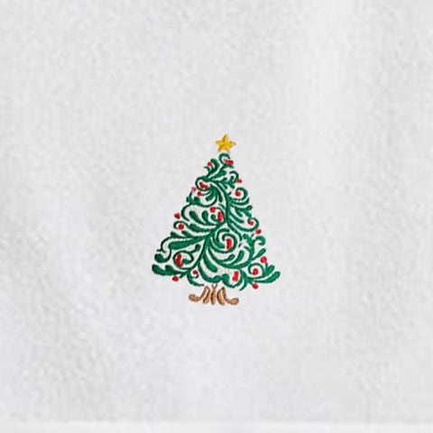 INFINI HOMES Luxury Christmas Tree Embroidered Bath Towel - Premium 100% Cotton Hotel Quality 70x140cm UAE