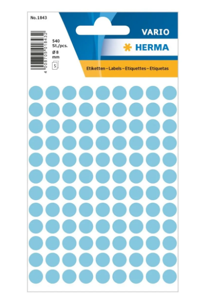Herma Vario Color Dot Stickers 8mm Blue - 540 Pack | UAE Office Supplies Dubai Abu Dhabi