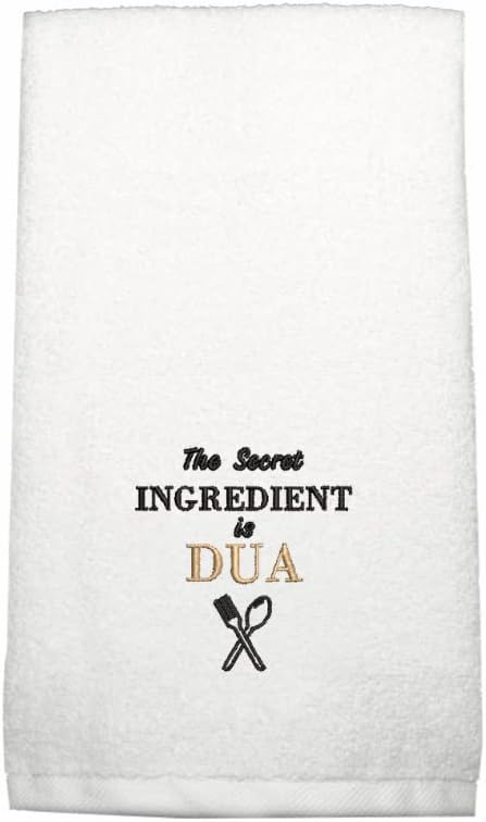 INFINI HOMES Embroidered Ramadan Hand Towel - The Secret Ingredient is Dua - Premium Cotton Kitchen Towel 600 GSM