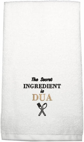 INFINI HOMES Embroidered Ramadan Hand Towel - The Secret Ingredient is Dua - Premium Cotton Kitchen Towel 600 GSM