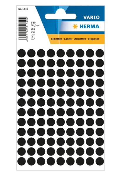 Herma Vario Color Dot Stickers 8mm Black - UAE Wide Delivery | Office Supplies Dubai