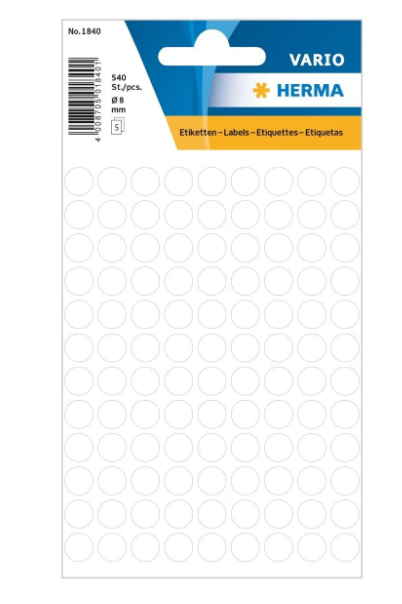 Herma Vario Color Dot Stickers 8mm White - UAE Office Supplies | Dubai Abu Dhabi Sharjah