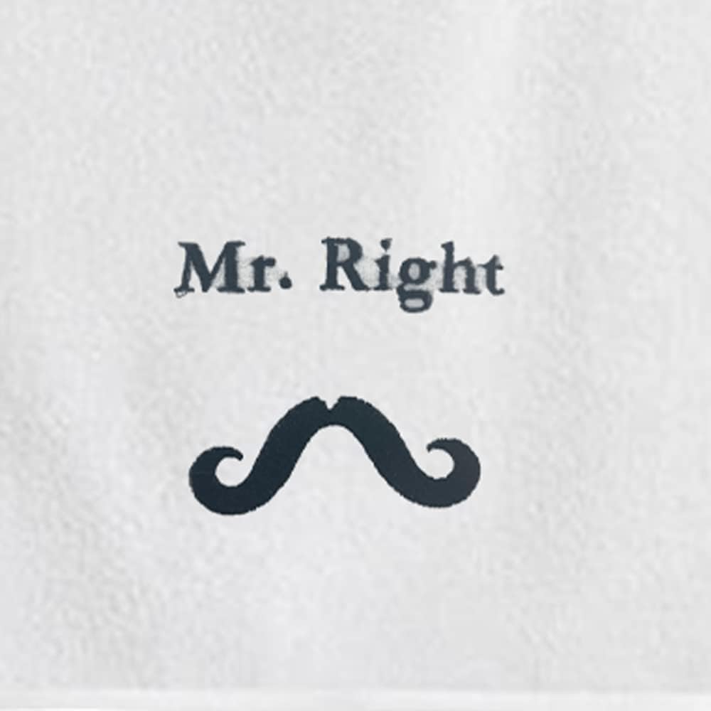 INFINI HOMES Luxury Mr. Right & Mrs. Always Right Embroidered Bath Towel Set - Premium 600 GSM Cotton Towels UAE
