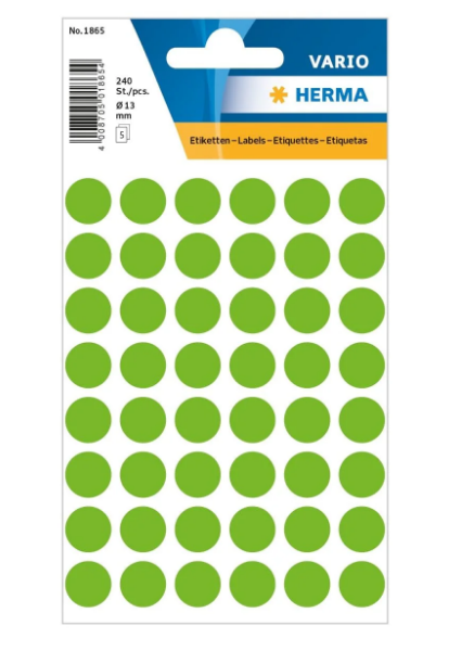 Herma Vario Green Color Dot Stickers 13mm - UAE Wide Delivery | Premium Office Labels Dubai Abu Dhabi