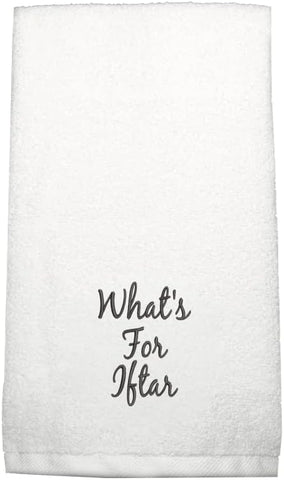 INFINI HOMES Premium Ramadan Hand Towel - What's for Iftar Embroidered Kitchen Towel 600 GSM