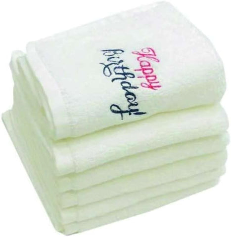 INFINI HOMES Luxury Happy Birthday Personalized Face Towel Set - Premium 100% Cotton Bath Linen 600 GSM (33x33cm, Set of 6)