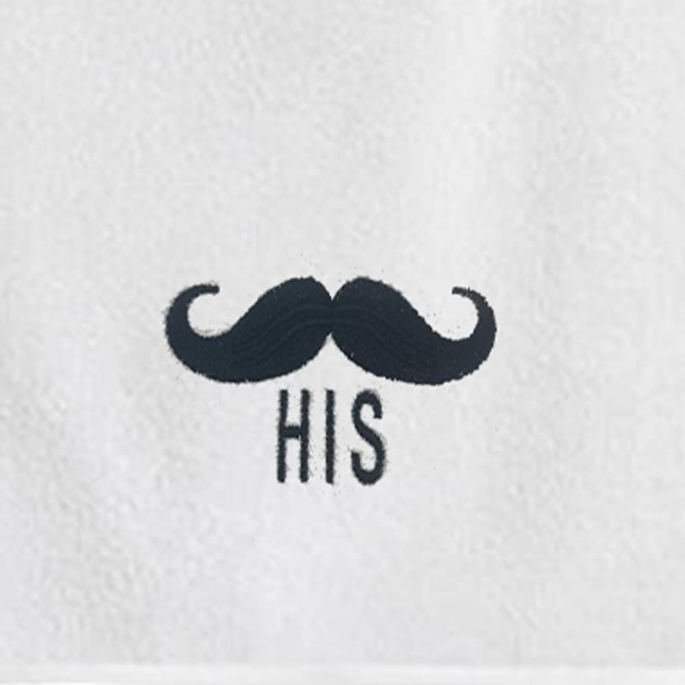 INFINI HOMES Luxury Personalized Hand Towel Set - Her Lips & His Mustache Embroidered White Cotton Towels 50x80cm Dubai Abu Dhabi UAE