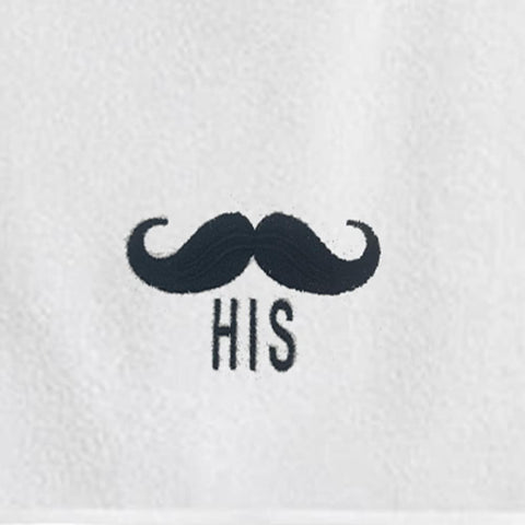 INFINI HOMES Luxury Personalized Hand Towel Set - Her Lips & His Mustache Embroidered White Cotton Towels 50x80cm Dubai Abu Dhabi UAE