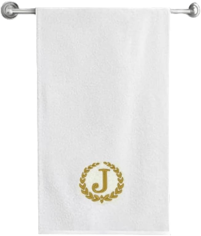 INFINI HOMES Luxury Monogrammed Bath Towel - Premium 100% Cotton Hotel Quality 70x140cm (Golden Letter J) - UAE Wide Delivery