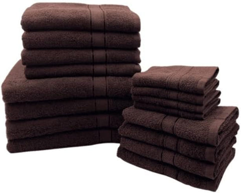 INFINI HOMES Daffodil Brown Premium Cotton Bath Towel Set - 16 Piece Family Pack | UAE Delivery
