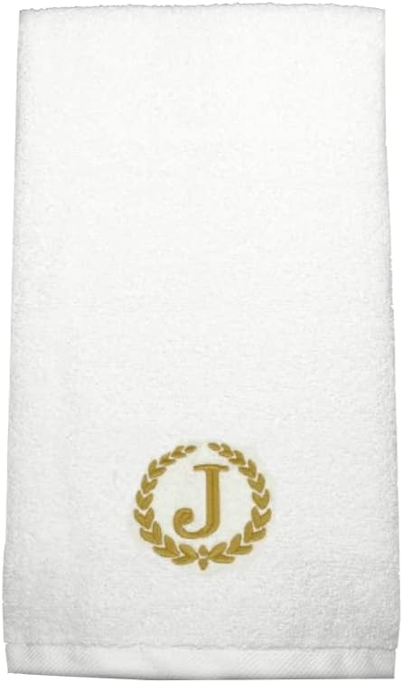 INFINI HOMES Luxury Monogrammed Hand Towel - Premium 100% Cotton Bath Linen 50x80cm (Golden Letter J)