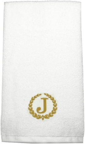 INFINI HOMES Luxury Monogrammed Hand Towel - Premium 100% Cotton Bath Linen 50x80cm (Golden Letter J)