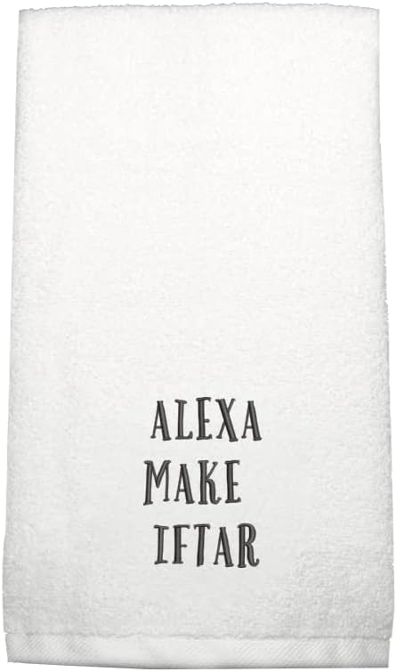 INFINI HOMES Embroidered Ramadan Hand Towel - Alexa Make Iftar - Premium Cotton Kitchen Towel UAE
