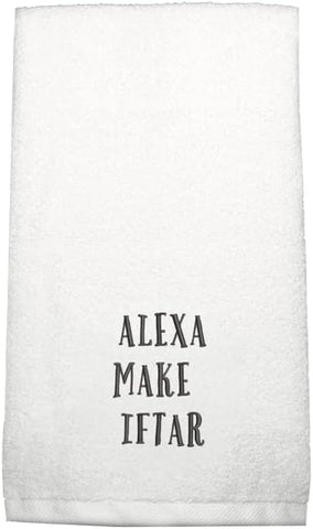 INFINI HOMES Embroidered Ramadan Hand Towel - Alexa Make Iftar - Premium Cotton Kitchen Towel UAE
