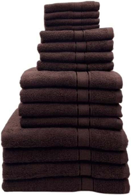 INFINI HOMES Daffodil Brown Premium Cotton Bath Towel Set - 16 Piece Family Pack | UAE Delivery