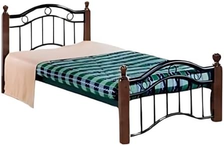 Premium Wooden Steel Bed Frame Single Size 190x90x75cm Dubai UAE | إطار سرير خشبي فولاذي فاخر مقاس فردي دبي الإمارات