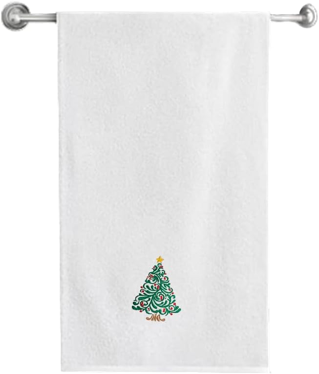 INFINI HOMES Luxury Christmas Tree Embroidered Bath Towel - Premium 100% Cotton Hotel Quality 70x140cm UAE