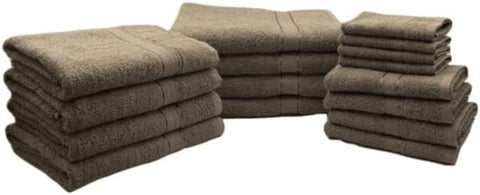 INFINI HOMES Daffodil Dark Beige Premium Cotton Bath Towel Set - 16 Piece Family Pack | UAE Delivery