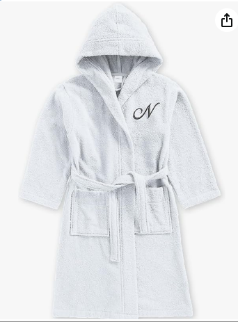 INFINI HOMES Daffodil Monogrammed Kids Bathrobe - Premium Terry Cotton Hooded Robe for Children