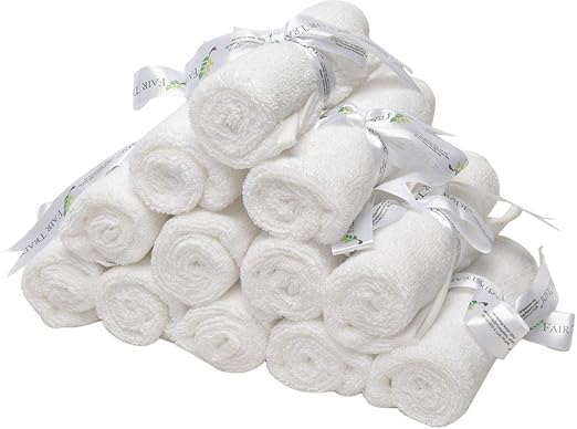 INFINI HOMES Iris White Luxury Face Towel Set - Premium 100% Combed Cotton Bath Linen (33x33cm, 6-Pack, 600 GSM)