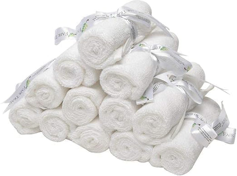 INFINI HOMES Iris White Luxury Face Towel Set - Premium 100% Combed Cotton Bath Linen (33x33cm, 6-Pack, 600 GSM)