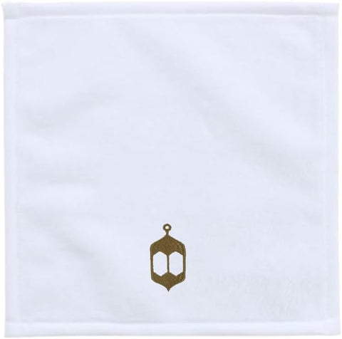 INFINI HOMES Iris Embroidered Face Towel 33x33cm 600 GSM - Premium Cotton Ramadan Lantern Design Gold Thread