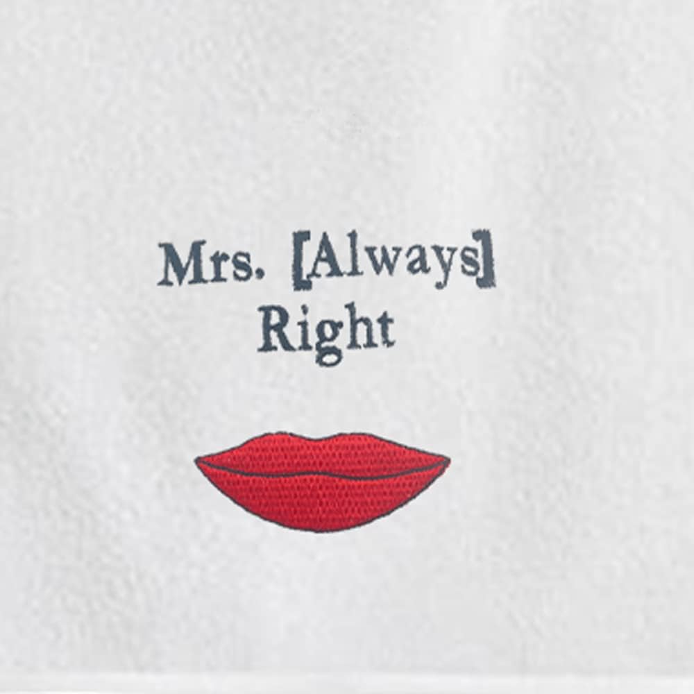 INFINI HOMES Luxury Mr. Right & Mrs. Always Right Embroidered Bath Towel Set - Premium 600 GSM Cotton Towels UAE