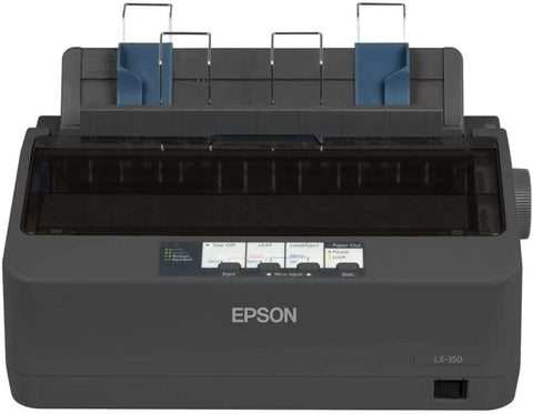 Epson LX-350 Dot Matrix Printer front view with paper tractor feed – reliable office printer for UAE businesses in Dubai, Abu Dhabi and Sharjah