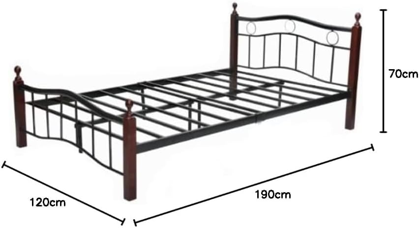 Heavy Duty Wooden Steel Bed Frame UAE | Twin Size Mahogany Bed | Dubai Abu Dhabi Sharjah