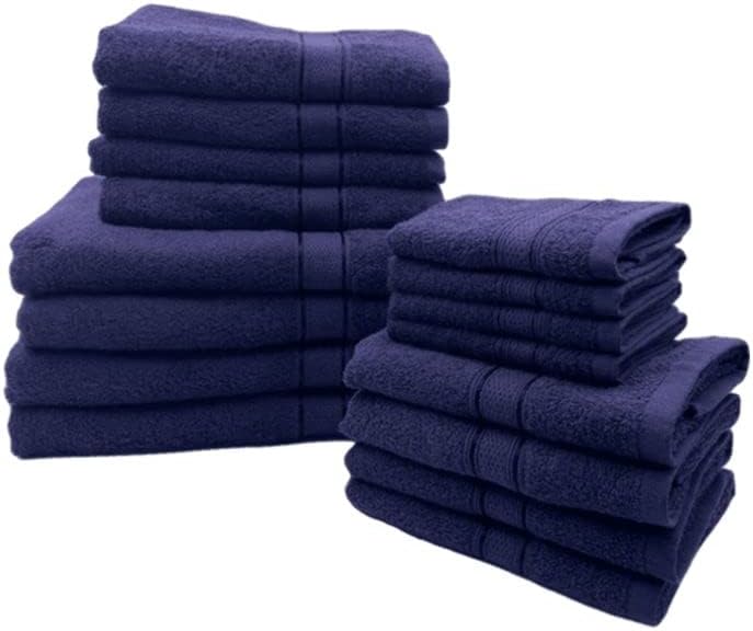 INFINI HOMES Daffodil Navy Blue Premium Cotton Bath Towel Set - 16 Piece Family Pack | UAE Delivery