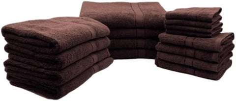 INFINI HOMES Daffodil Brown Premium Cotton Bath Towel Set - 16 Piece Family Pack | UAE Delivery